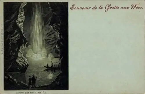 Litho Côte aux Fées Kanton Neuenburg Schweiz, Grotte, Wasserfall