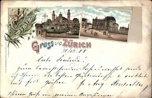 Ak Zürich Stadt Schweiz,  mit Abbildungen von Gebäuden, Grüße aus  Datumsangabe 30/12.01