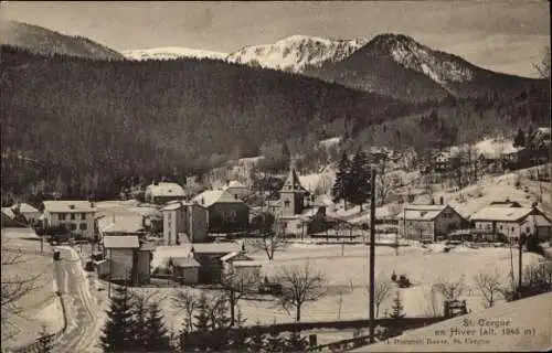 Ak Saint Cergue Kanton Waadt, Ortsansicht im Winter