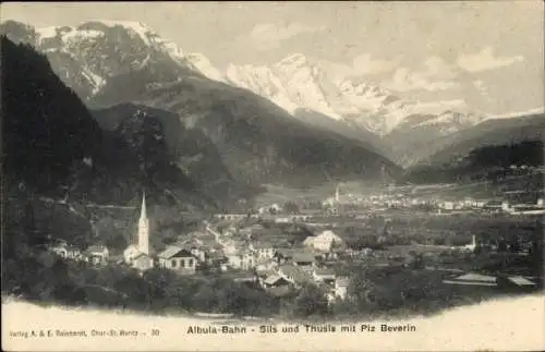 Ak Albula Alvra Graubünden, Albula Bahn, Sils und Thusis mt Piz Beverin