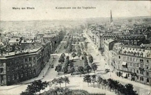 Ak Mainz am Rhein, Vogelperspektive der Kaiserstraße, Stadtansicht,  Architektur