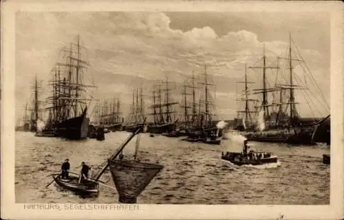 Ak Hamburg Mitte St Pauli, Heiligengeistfeld, Heiligen-Geist-Feld, Schiffe im Hafen, Segelschiffe