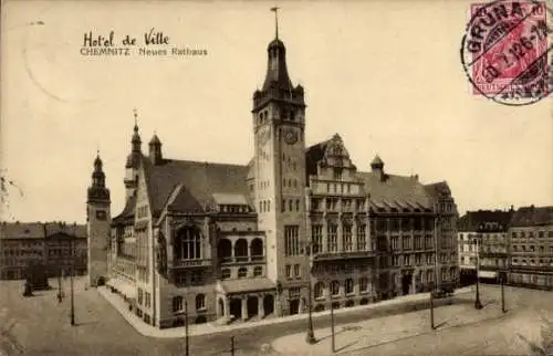 Ak Chemnitz in Sachsen, Hotel de Ville, Neues Rathaus, Chemnitz
