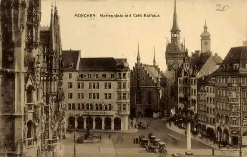 Ak München, Marienplatz, Café Rathaus