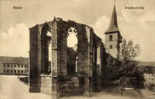Ak Weida in Thüringen, Wiedenkirche, Ruine,  Architektur, Stadtansicht