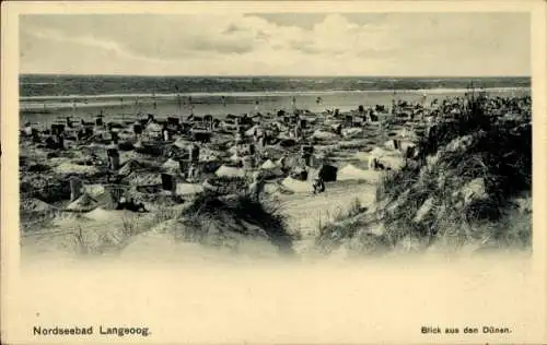 Ak Nordseebad Langeoog Ostfriesland, Nordseebad  Dünenblick, viele Strandkörbe