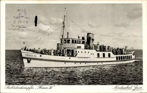 Ak Nordseebad Juist in Ostfriesland, Schiff FRISIA XV, Nordseebad  Personen auf dem Deck