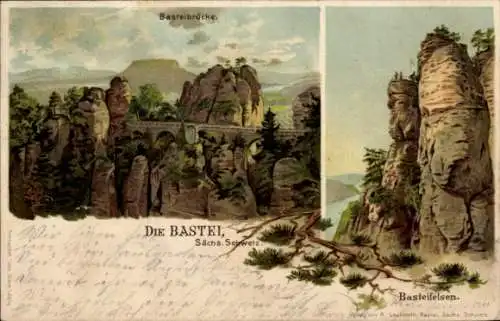 Ak Lohmen im Elbsandsteingebirge, Bastei, schöne Detailansicht