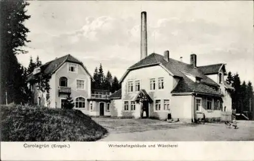 Ak Carolagrün Auerbach im Vogtland, Wirtschaftsgebäude und Wäscherei