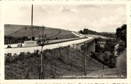 Ak Frankenhausen an der Pleiße Crimmitschau Sachsen, Autobahnbrücke, Landschaft, Text: DIE PLEISS