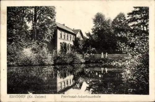 Ak Ebstorf in der Lüneburger Heide, Provinzial-Ackerbauschule, Gebäude, Wasseransicht, Botanische