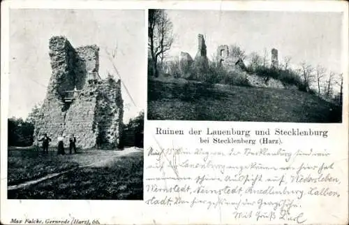 Ak Stecklenberg Thale im Harz, Ruinen der Lauenburg und Stecklenburg, schöne Aussicht, Natur, Rui