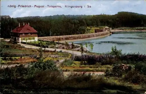 Ak Klingenberg im Erzgebirge Sachsen, Aönig-Friedrich-August-Talsperre, Landschaft, Wasser, Gebäu