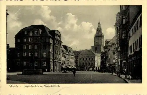 Ak Döbeln in Sachsen, Marktplatz, Nicolaikirche,  Architektur, Stadtansicht