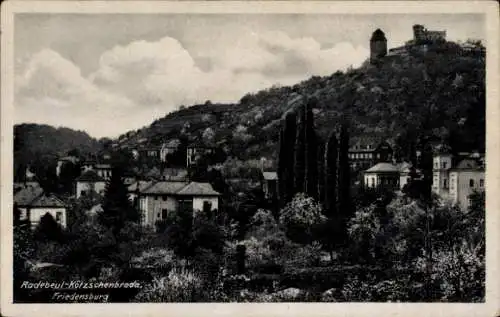 Ak Kötzschenbroda Radebeul in Sachsen, Blick auf die Friedensburg, Stadtansicht