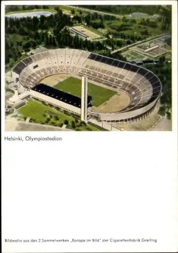 Ak Helsinki Helsingfors Finnland, Olympiastadion, Luftaufnahme