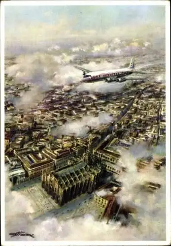 Ak Milano Mailand Lombardia, Luftaufnahme von  Flugzeug, Wolken