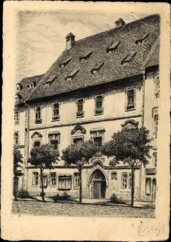 Künstler Ak Cheb Eger Reg. Karlsbad, Blick auf das Wallenstein Haus