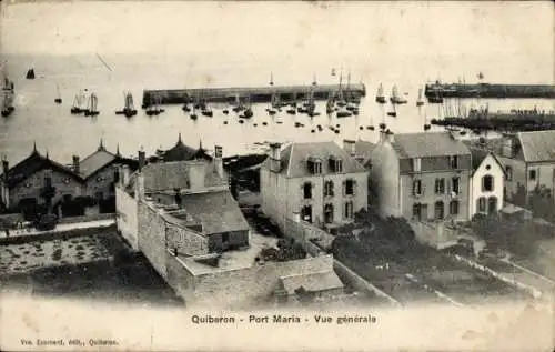 Ak Quiberon Morbihan, Blick auf  Hafen, Häuser, Boote