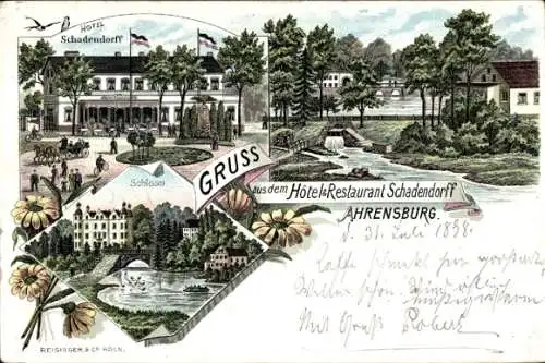 Litho Ahrensburg in Holstein, Hotel Restaurant Schadendorff, Schloss