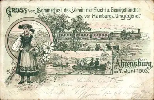 Litho Ahrensburg in Holstein, Sommerfest des Verein der Frucht- und Gemüsehändler Hamburg, Zug