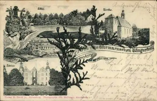 Ak Ahrensburg in Holstein, Schloss, Kirche, Festhalle, Echo, Stormarnsches Sängerfest