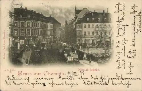 Ak Chemnitz in Sachsen, Nicolai-Brücke