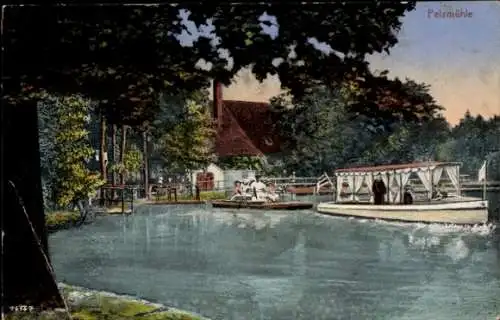 Ak Siegmar Chemnitz in Sachsen, Restaurant Pelzmühle, Bootsanleger