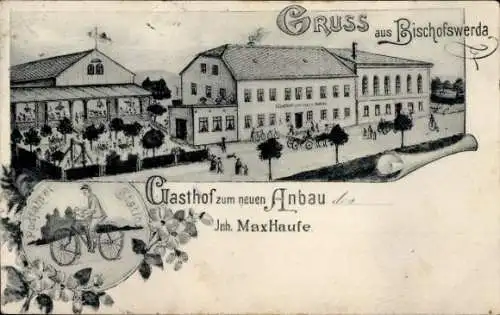 Ak Bischofswerda in Sachsen, Gasthof zum neuen Anbau, Inh. Max Haufe