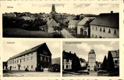 Ak Göda in der Oberlausitz, Gesamtansicht, Gasthof, Kriegerdenkmal