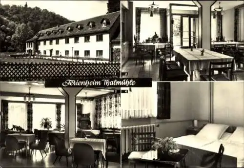 Ak Meisdorf Falkenstein im Harz, Ferienheim Thalmühle, Blick zur Burg Falkenstein, Klubraum