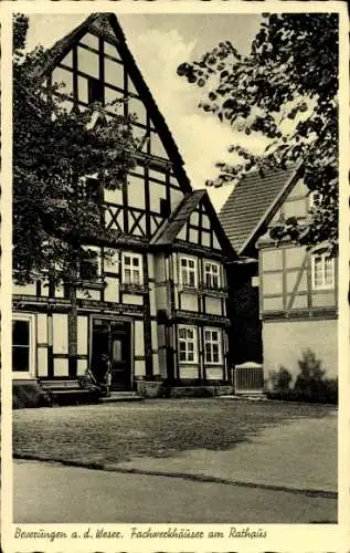 Ak Beverungen an der Weser, Rathaus, Fachwerkhäuser