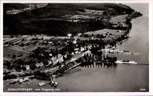 Ak Unteruhldingen Uhldingen Mühlhofen am Bodensee, Fliegeraufnahme