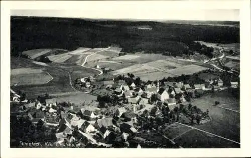Ak Crailsheim in Württemberg, Luftaufnahme von Stimplach, ländliche Umgebung, Häuser und Felder