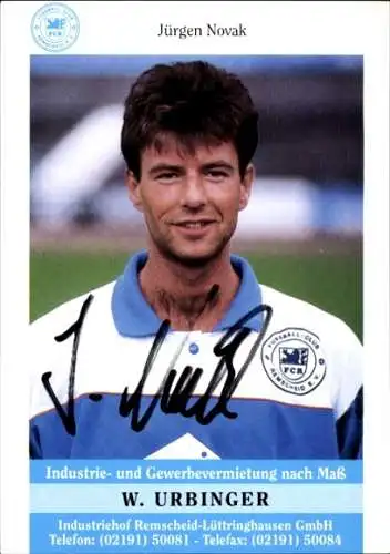 Autogrammkarte Fußballer Jürgen Novak, FC Remscheid, Autogramm