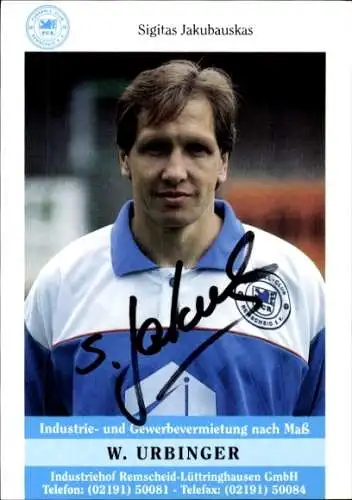 Autogrammkarte Fußballer Sigitas Jakubauskas, FC Remscheid, Autogramm