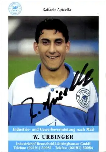 Autogrammkarte Fußballer Raffaele Apicella, FC Remscheid, Autogramm