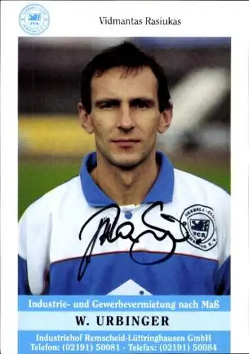 Autogrammkarte Fußballer Vidmantas Rasiukas, FC Remscheid, Autogramm
