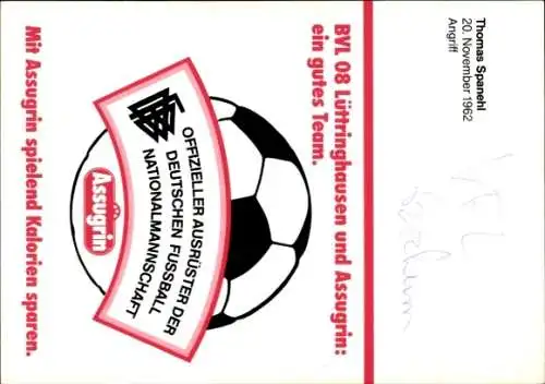 Autogrammkarte Fußballer Thomas Spanehl, BVL 08 Remscheid, Autogramm