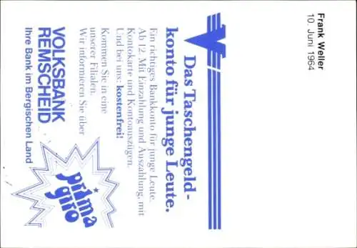 Autogrammkarte Fußballer Frank Weller, FC Remscheid, Autogramm