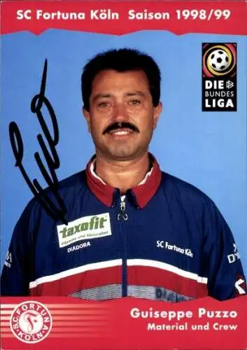 Autogrammkarte Guiseppe Puzzo, Material und Crew, SC Fortuna Köln, Autogramm