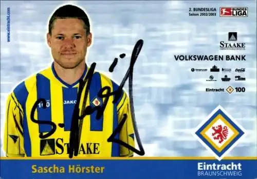Autogrammkarte Fußballer Sascha Hörster, Eintracht Braunschweig, Autogramm