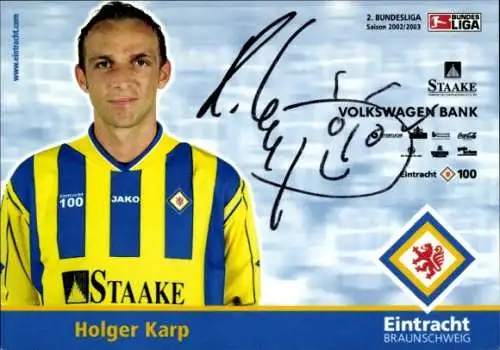 Autogrammkarte Fußballer Holger Karp, Eintracht Braunschweig, Autogramm