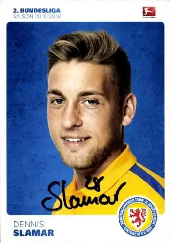 Autogrammkarte Fußballer Dennis Slamar, Eintracht Braunschweig, Autogramm
