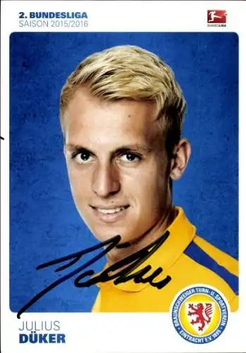 Autogrammkarte Fußballer Julius Düker, Eintracht Braunschweig, Autogramm