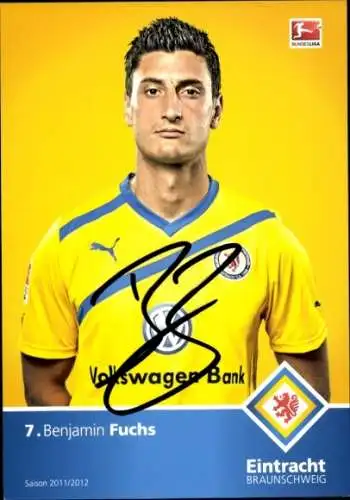 Autogrammkarte Fußballer Benjamin Fuchs, Eintracht Braunschweig, Autogramm