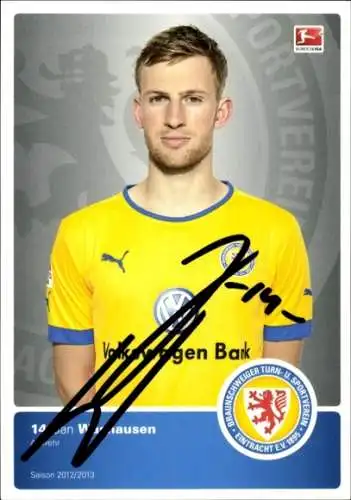 Autogrammkarte Fußballer Jan Washausen, Eintracht Braunschweig, Autogramm