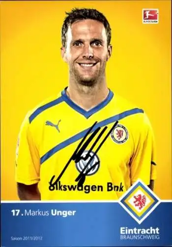 Autogrammkarte Fußballer Markus Unger, Eintracht Braunschweig, Autogramm