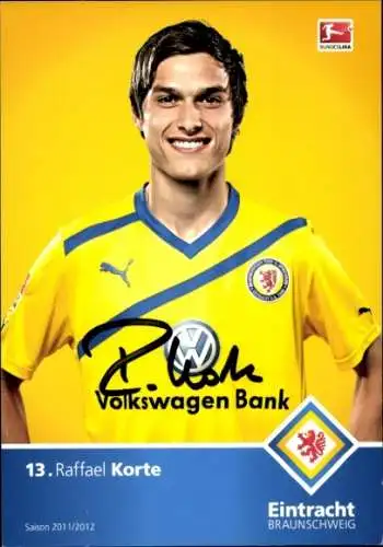 Autogrammkarte Fußballer Raffael Korte, Eintracht Braunschweig, Autogramm
