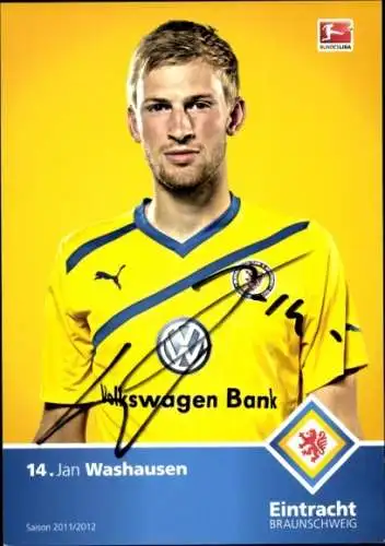 Autogrammkarte Fußballer Jan Washausen, Eintracht Braunschweig, Autogramm